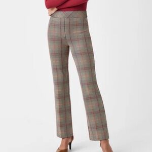 Spanx Perfect Fit Kick Flare Ankle Pant in Orange Pop Plaid Jacquard Size M